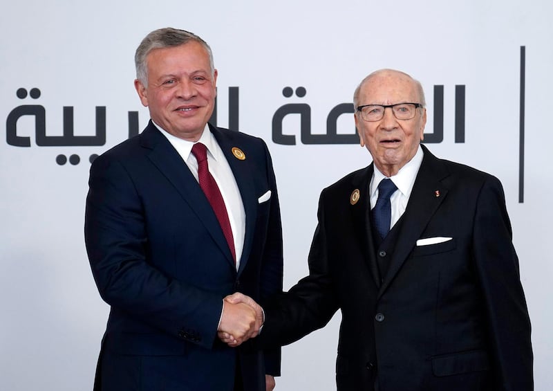 Essebsi with Jordan's King Abdullah II last year. AFP Photo