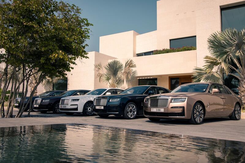 Lined up outside the villa at Emirates Hills.