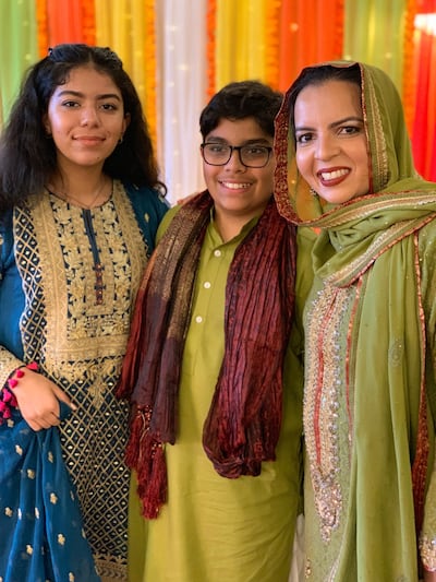 Somia Anwar (right), with her children Abdullah, age 12, and Zoha, 14. Courtesty Somia Anwar