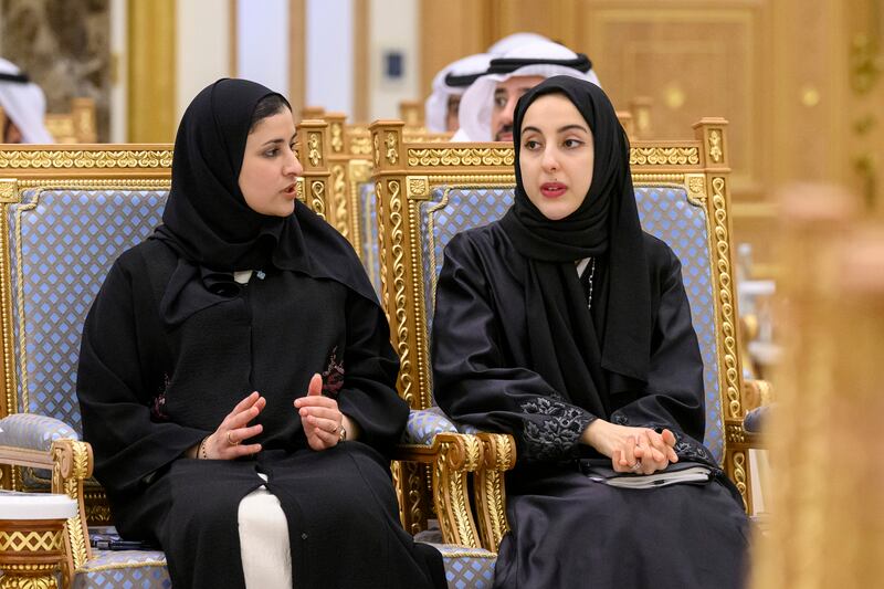 Shamma Al Mazrui, Minister of Community Development, and Sarah Al Amiri, Minister of State for Public Education and Advanced Technology, at the iftar