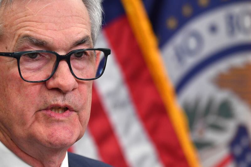 US Federal Reserve chairman Jerome Powell and other members of the central bank indicated they are resolute in keeping interest rates above 5 per cent this year. AFP