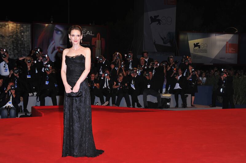 Winona Ryder in a black Dolce & Gabbana gown at the 'The Iceman' premiere during the 69th Venice Film Festival at the Palazzo del Cinema on August 30, 2012. Getty 