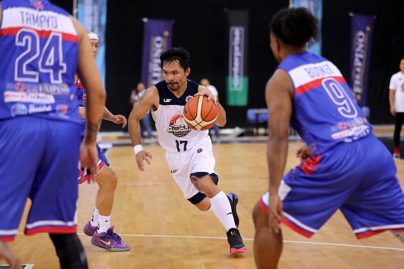 Dubai, United Arab Emirates - September 27, 2019: Dubai Invasion 2019, MPBL event, headlined by Manny Pacquiao in an All Star game. Friday the 27th of September 2019. Hamden Sports Complex, Dubai. Chris Whiteoak / The National