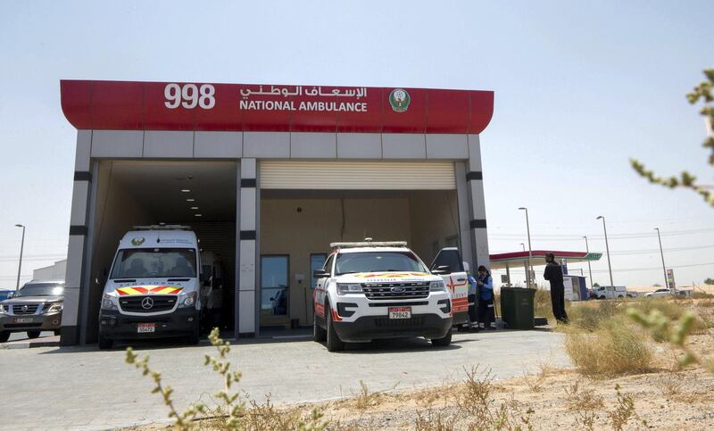 Ajman, United Arab Emirates - Emirati female EMT's with the national ambulance showing how they respond to a call and provide emergency treatment to residents. Ruel Pableo for The National