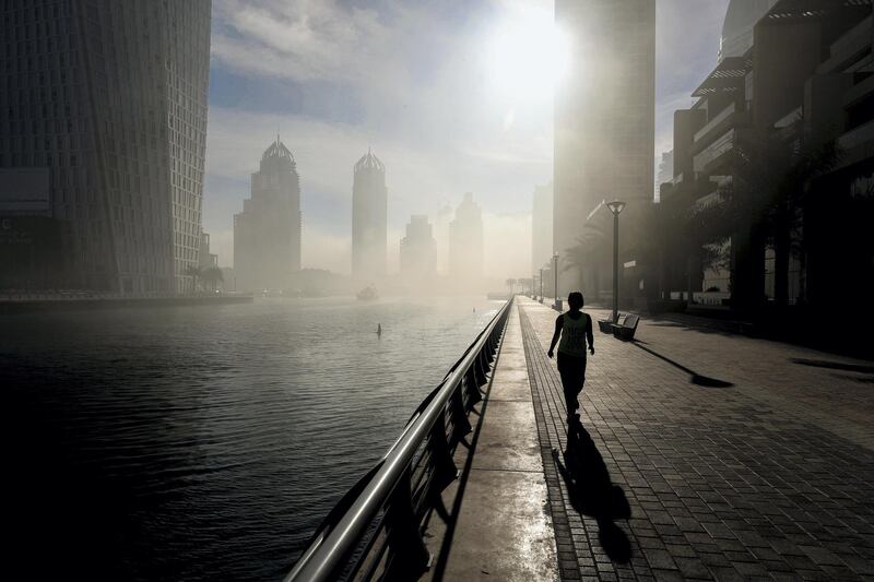 Dubai, United Arab Emirates - December 26th, 2017: Heavy fog in Dubai. Tuesday, December 26th, 2017 at Marina, Dubai. Chris Whiteoak / The National