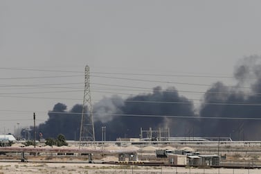 Smoke is seen following a fire at Aramco facility in the eastern city of Abqaiq, Saudi Arabia, September 14, 2019. Reuters