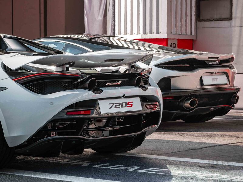 A 720S and GT are left to cool off after a few laps.