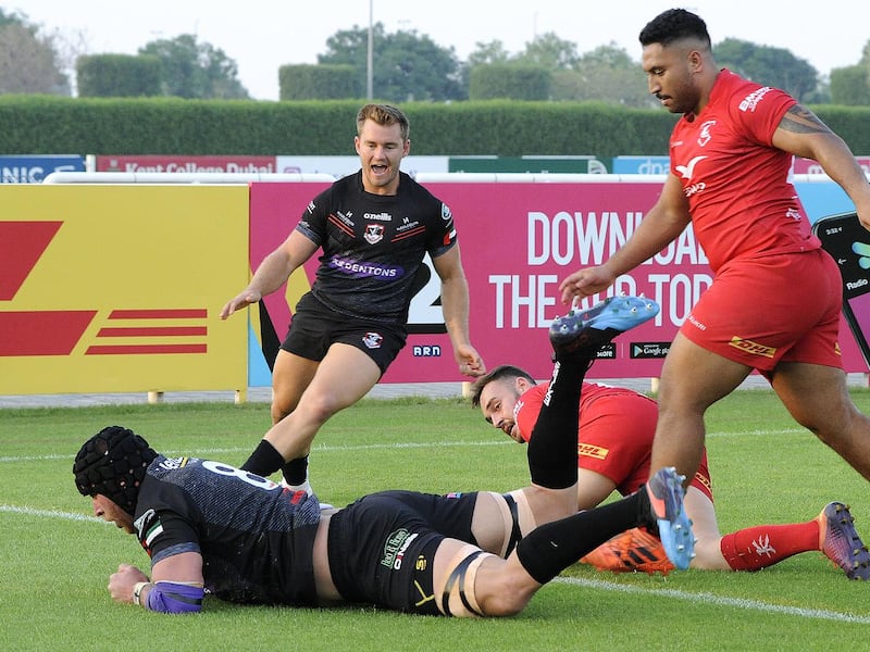 Bahrain, in red, retained their West Asia Premiership title after the coronavirus outbreak brought a premature end to the season. Courtesy Dubai Exiles