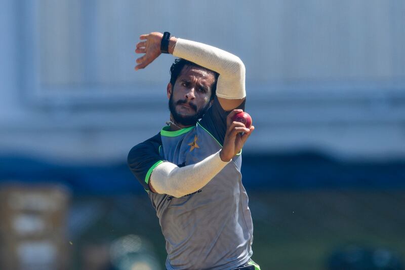 Hasan Ali of Pakistan trains ahead of the first Test in Jamaica.