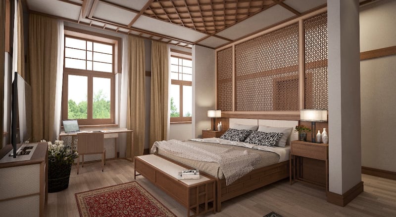 High ceilings and airy rooms are typical of the new palace,.