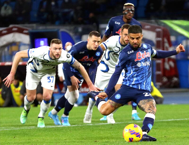 Napoli's Lorenzo Insigne scores from the spot. EPA