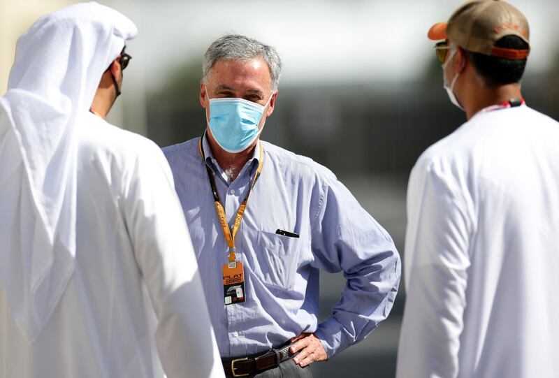 Chase Carey, CEO and Executive Chairman of the Formula One Group, in the Paddock before practice. Getty