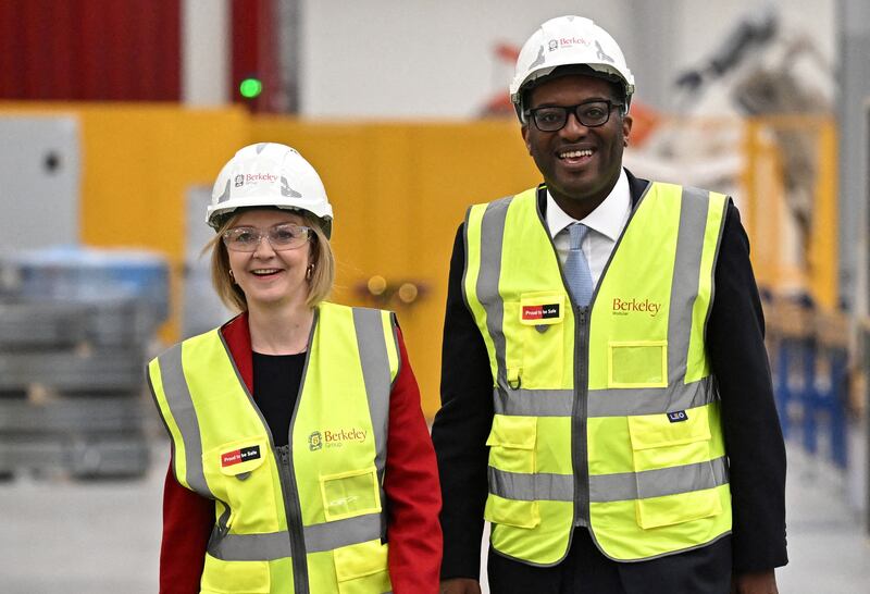 British Prime Minister Liz Truss and Chancellor Kwasi Kwarteng visit a business in Kent on the day of the mini-budget that has set markets on edge. Reuters
