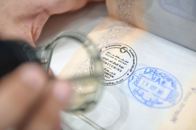 Passengers flying to Dubai airports will be given a Sultan Al Neyadi homecoming passport stamp. Photo: GDRFA Dubai