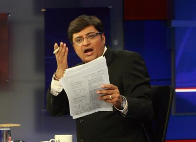 Arnab Goswami, editor and majority owner of the news channel Republic TV. Getty Images