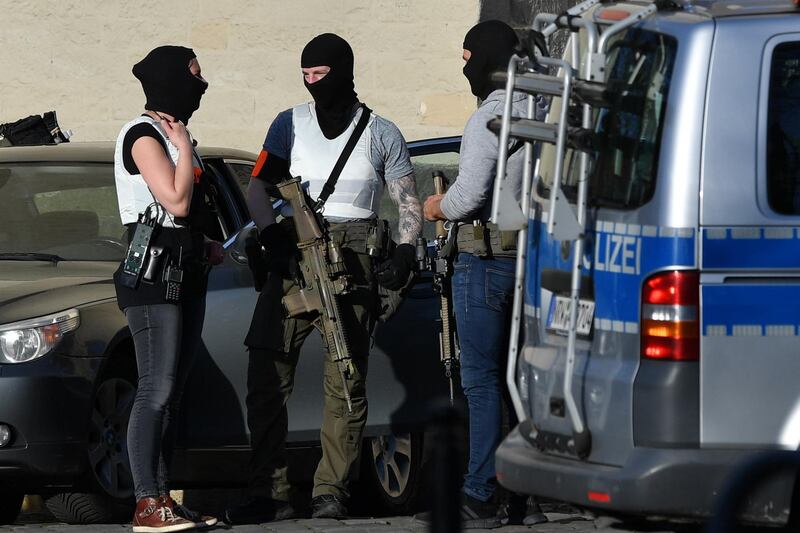 Members of the German Special Police Force were called out after the attack on the afternoon of April 7, 2018. Sascha Steinbach / EPA