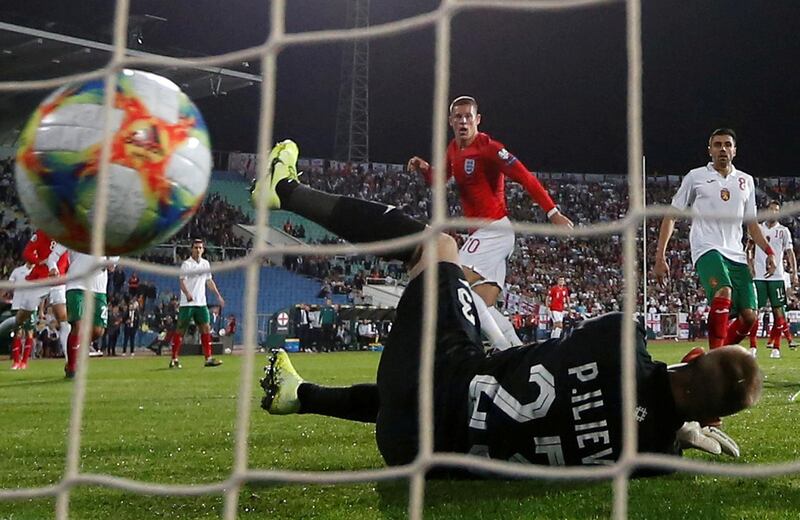 England's Ross Barkley scores his team's third goal at the Vasil Levski National Stadium. Reuters