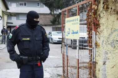 This photo taken on November 9, 2020 in Graz, Austria, shows the Liga Kulturverein, where a police raid, dubbed Operation Luxor, took place in the early morning. Austrian police launched raids on more than 60 addresses allegedly linked to radical Islamists in four different regions on November 9, with orders given for 30 suspects to be questioned, prosecutors said. The Styria region prosecutors' office said in a statement it was "carrying out investigations against more than 70 suspects and against several associations which are suspected of belonging to and supporting the terrorist Muslim Brotherhood and Hamas organisations".  AFP 