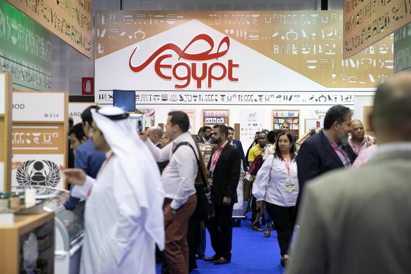 Dubai, UNITED ARAB EMIRATES - FEBRUARY, 18 2019.
Egyptian pavilions in  UAE’s Gulfood exhibition in DWTC.

(Photo by Reem Mohammed/The National)

Reporter: 
Section:  NA