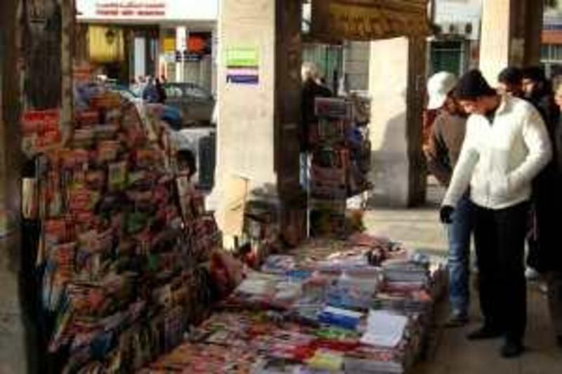 MOROCCO, February 2010: Moroccans browsing at newsstand in central Rabat, the capital, offering dozens of titles both foreign and Moroccan. Cub Reporters. John Thorne/The National