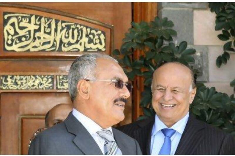 Yemen's President Ali Abdullah Saleh (left) and vice-president Abdurabuh Mansur Hadi: in Saleh's absence, Hadi now has to deal with the president's family. Khaled Abdullah / Reuters