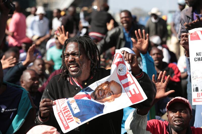 Protestors take part in the MDC-organised Peace March. EPA