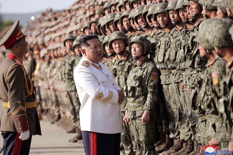 North Korean leader Kim Jong-un at a parade to mark the 90th anniversary of the founding of the Korean People's Revolutionary Army. April 27, 2022. AFP