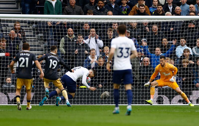 Matt Doherty heads Tottenham into the lead. Action Images