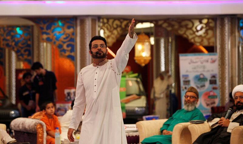 Aamir Liaquat Hussain, host of Geo TV programme 'Amaan Ramazan', in 2013. He was found dead in his home on Thursday. Reuters / Akhtar Soomro