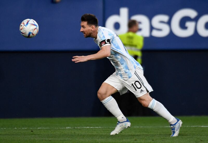 Argentina's forward Lionel Messi runs with the ball. AFP
