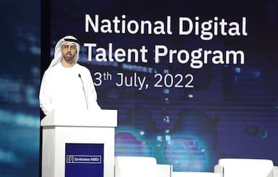 Omar Sultan Al Olama said workers will be empowered by advancements in technology. Pawan Singh / The National 