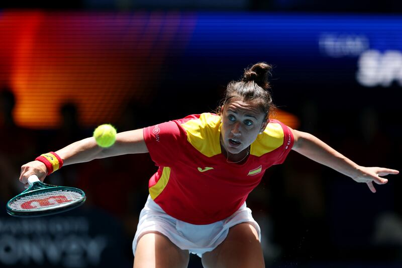 Sara Sorribes Tormo of Team Spain plays against Beatriz Haddad Maia of Team Brazil during the 2024 United Cup in Perth, Australia. Getty Images