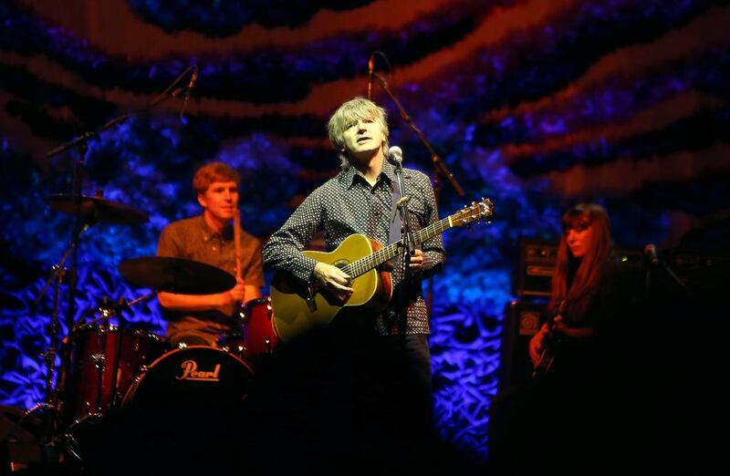 Neil Finn at the Dubai Duty Free Tennis stadium. Pawan Singh / The National 