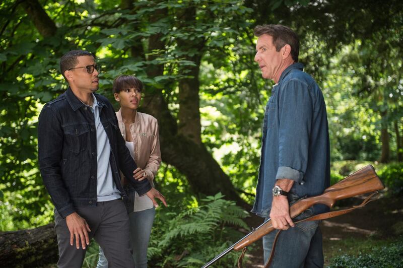 This image released by Sony Pictures shows Michael Ealy, from left, Meagan Good and Dennis Quaid in a scene from "The Intruder." (Serguei Baschlakov/Sony Pictures via AP)
