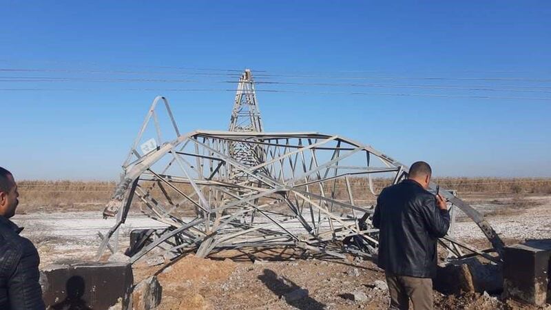  Jurf Al Sakhar attack: after ISIS conducted an attack there last night on an electricity tower. Photo supplied by residents of the southern Iraqi governorate of Babel