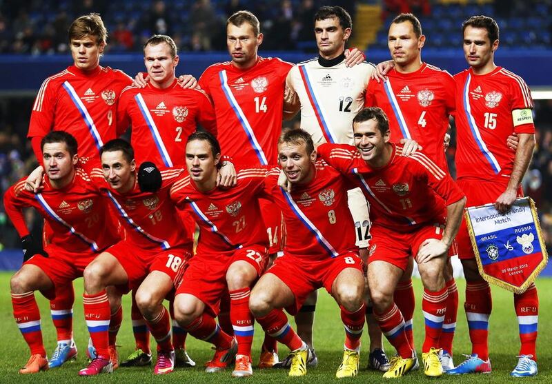 Russia team photo taken before an international friendly on March 25, 2013. Kerim Okten / EPA