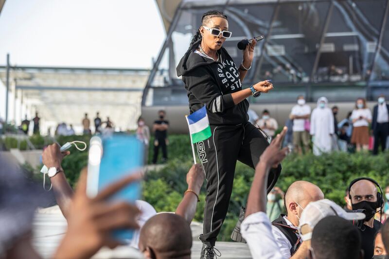 Live music from Sierra Leone artists performed at Expo 2020, Al Wasl Plaza. (Photo: Antonie Robertson / The National)