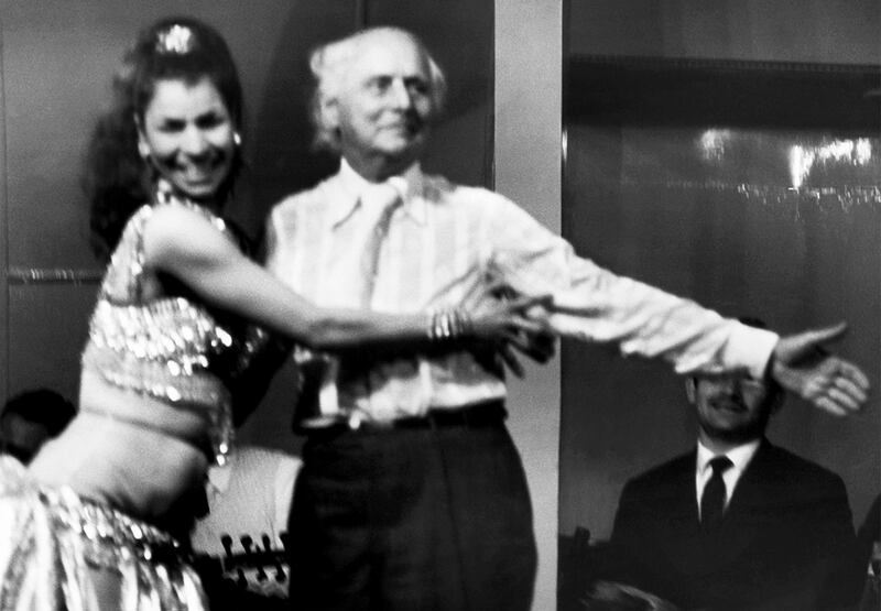 Max Ernst taking belly dance lessons, the Fontana Cabaret, Beirut, 1969. Courtesy Waddah Faris