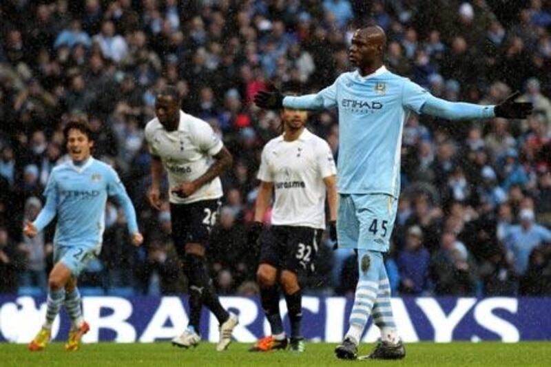 Manchester City’s Mario Balotelli scored the winner from the penalty spot in the fifth minute of injury time.