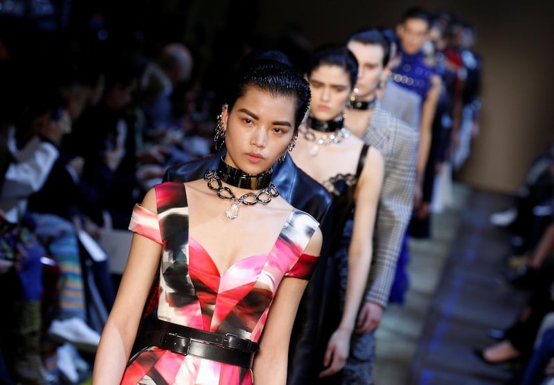 REFILE - CORRECTING GRAMMAR Models present creations by British designer Sarah Burton as part of her Fall/Winter 2019-2020 women's ready-to-wear collection show for fashion house Alexander McQueen during Paris Fashion Week, in Paris, France, March 4, 2019.  REUTERS/Regis Duvignau