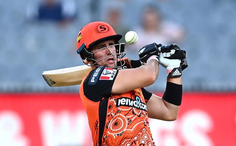 Perth Scorchers batsman Liam Livingstone during the Big Bash League match against the Melbourne Stars  at Melbourne Cricket Ground, on Saturday, January 23. The Scorchers won the game by 11 runs. Getty