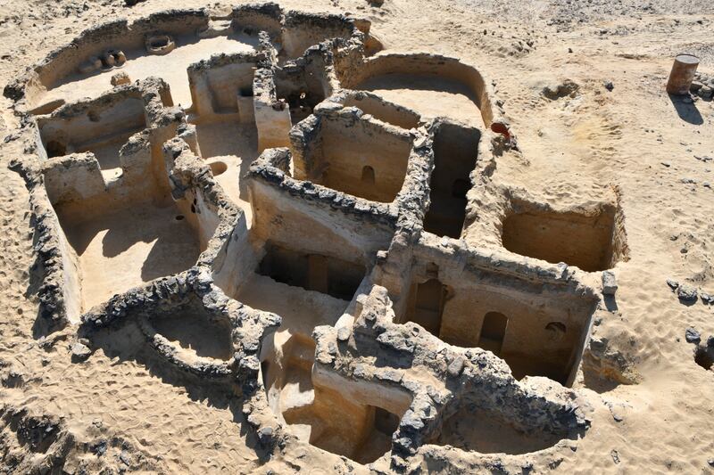 A view of an ancient Christian structure carved in the bedrock dating back to the 5th century AD discovered in the Tal Ganoub Qasr Al Ajouz site in the Western Desert Bahariya Oasis.  HO/Egyptian Ministry of Antiquities