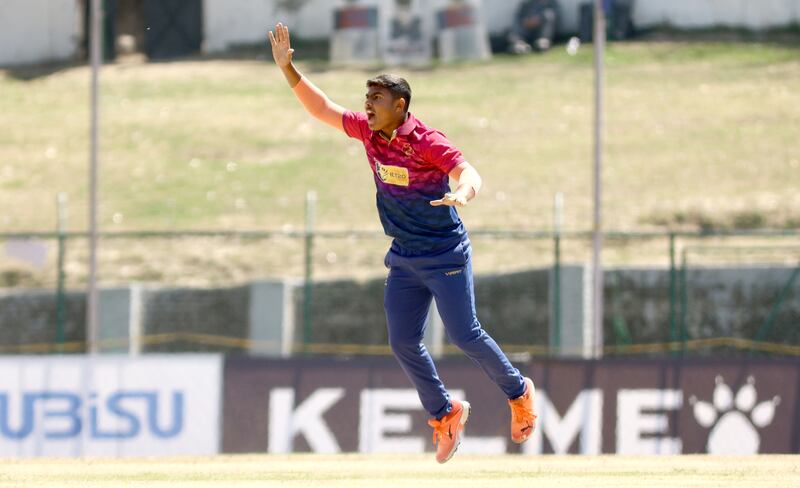 Ayaan Afzal Khan of the UAE appeals for a wicket