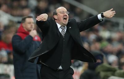 NEWCASTLE UPON TYNE, ENGLAND - JANUARY 13:  Newcastle United manager Rafa Benitez reacts during the Premier League match between Newcastle United and Swansea City at St. James Park on January 13, 2018 in Newcastle upon Tyne, England. (Photo by Ian MacNicol/Getty Images)
