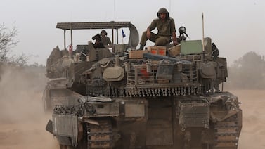 An Israeli tank near Rafah on Thursday. Israel says its troops must enter the city to complete its goal of destroying Hamas’s remaining forces. EPA