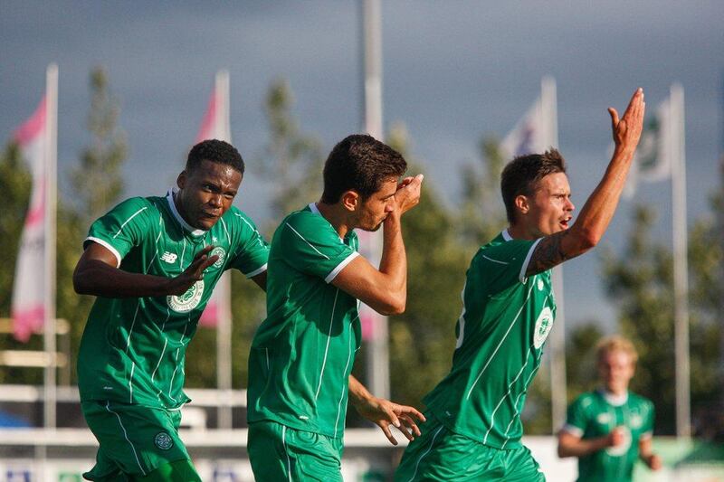 Celtic's Nir Biton celebrates his goal against Iceland's Stjarnan on Wednesday as the Scottish champions advanced out of Champions League second round qualifying. EPA Photo / July 22, 2015 