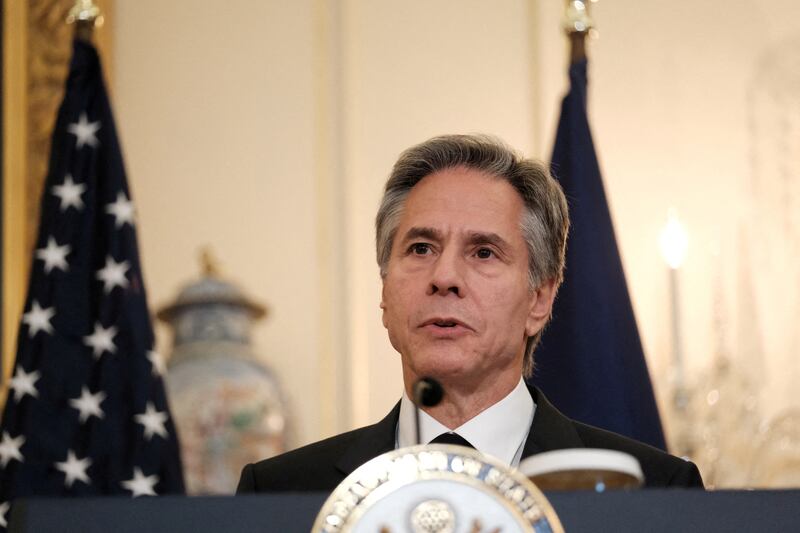 US Secretary of State Antony Blinken at the State Department in Washington. Reuters