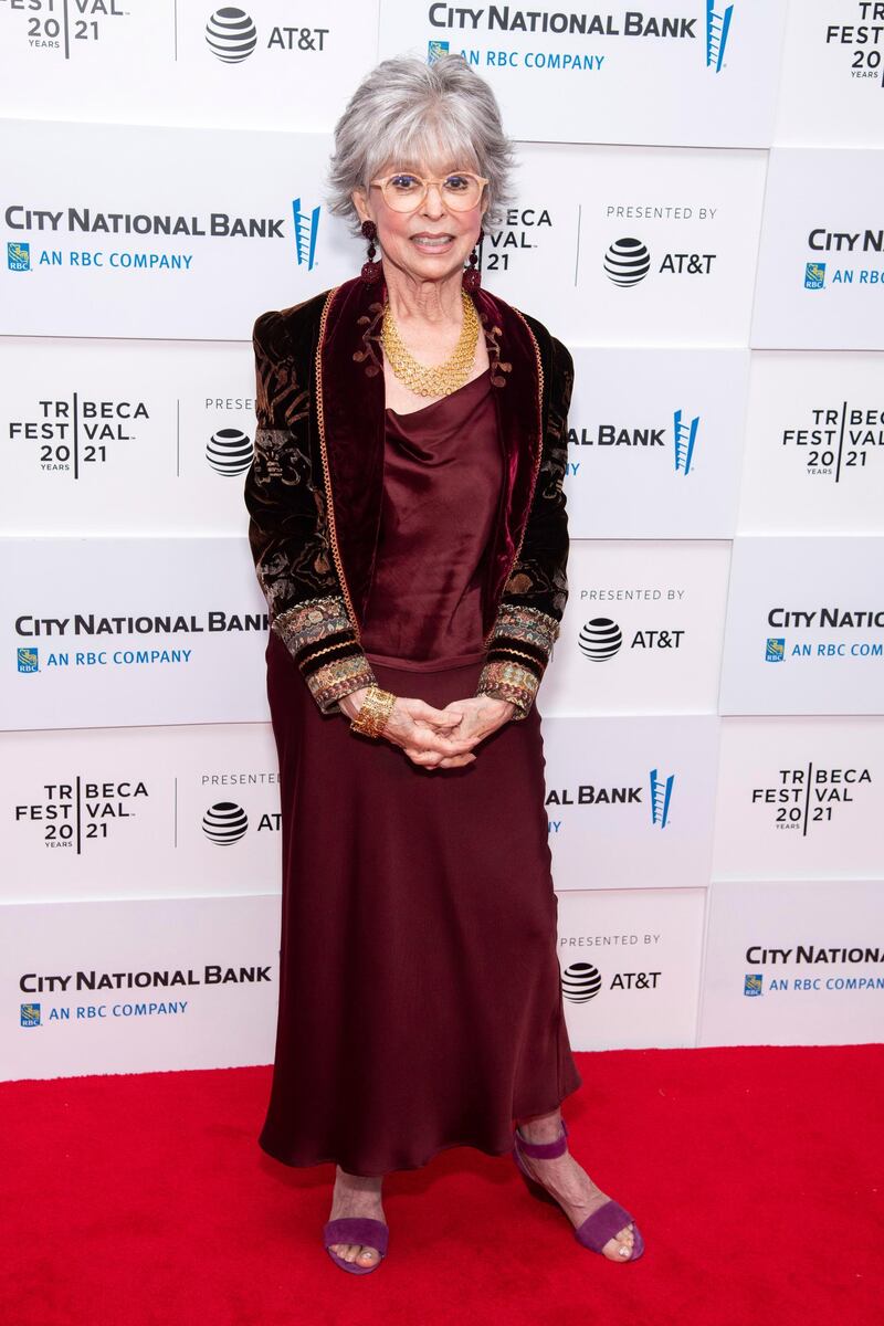 Rita Moreno attends the premiere of 'Rita Moreno: Just A Girl Who Decided To Go For It' during the 20th Tribeca Festival at Pier 76, New York on Saturday, June 12, 2021. AP