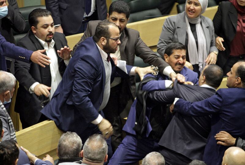 Jordanian MPs scuffle in parliament