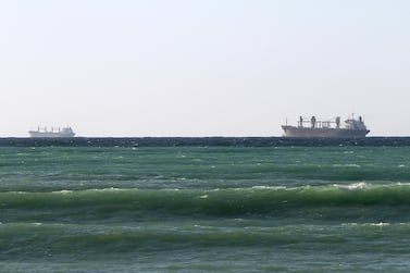 Oil ships are seen in Tibat at one of Strait of Hormuz ends, Oman, 15 January 2012. EPA photo